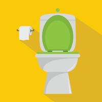 keramisk toalett ikon, platt stil vektor