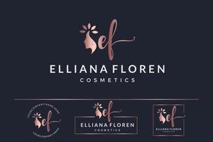Anfangsbuchstabe ef e Logo feminin für Frauengesicht und Schönheit, Silhouettenvektor-Designkollektion vektor