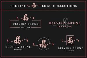 lyx första brev db d monogram logotyp för skönhet, mode, boutique design mall samling vektor