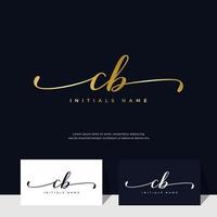 Handschrift-Initiale des Buchstaben cb cb feminin und Beauty-Logo-Design auf Goldfarbe. vektor