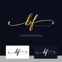 Handschrift-Initiale des Buchstabens bf bf feminin und Beauty-Logo-Design auf goldener Farbe. vektor