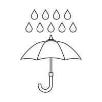 Regenschirm- und Regensymbol, Umrissstil vektor