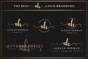 luxus-anfangsbuchstabe ah ein monogramm-logo für schönheit, mode, boutique-design-vorlagensammlung vektor
