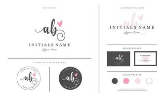 Anfangsbuchstabe ab Handschrift Beauty Logo Design mit Liebe vektor