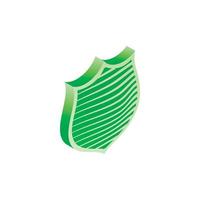 grünes Schild mit Streifen-Symbol, isometrischer 3D-Stil vektor