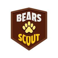 Bären-Scout-Logo, flacher Stil vektor
