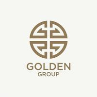 kreisförmige goldene Initiale g, Monogramm gg mit asiatischem griechischem Muster für globales Goldunternehmen vektor
