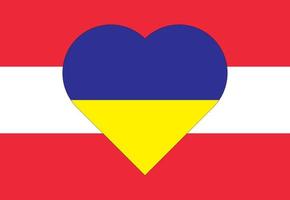 en hjärta målad i de färger av de flagga av ukraina på de flagga av Österrike. vektor illustration av en blå och gul hjärta på de nationell symbol.