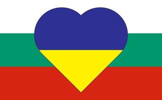 ein herz, das in den farben der flagge der ukraine auf der flagge bulgariens gemalt ist. Vektorillustration eines blauen und gelben Herzens auf dem nationalen Symbol. vektor