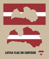 flagge von lettland und umriss. Flaggenkarte von Lettland. Vektor-Illustration. vektor