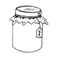 hand dragen burk av sylt eller honung ClipArt. friska naturlig organisk produkt klotter. vektor