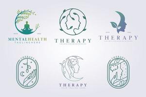 Bündel von Logo-Vektor-Illustrationsdesign für die Therapie zur Unterstützung der psychischen Gesundheit vektor