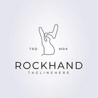 handgezeichnetes, einzeiliges Rock-Hand-Logo, Vektor, einzeiliges Symbol, Vorlage, Illustration, Design vektor