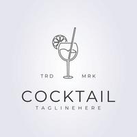 Tasse Cocktail Strichzeichnungen Logo Vektor Illustration Design