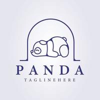 monoline schlafender panda logo symbol vektor illustration design