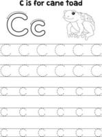 Ackerkröte Tier Tracing Buchstaben abc Färbung c vektor