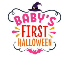 Babys erstes Halloween-T-Shirt, Halloween-Familien-T-Shirt, Halloween-Party-T-Shirt, gut für Kleidung, Grußkarten, Poster und Becherdesign. vektor