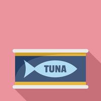 tonfisk tenn kan ikon, platt stil vektor