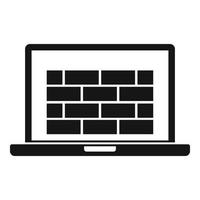 Laptop-Firewall-Symbol, einfacher Stil vektor