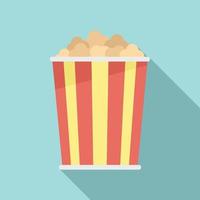 Kino-Popcorn-Ikone, flacher Stil vektor