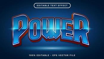 Power 3D-Texteffekt mit hellem Farbeffekt vektor