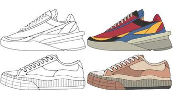 Sneaker Schuh absetzen. Konzept. flaches Design. Vektor-Illustration. Turnschuhe im flachen Stil. vektor