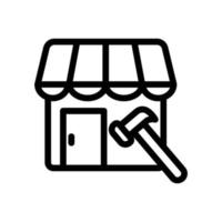 Store Line Icon Illustration mit Hammer. geeignet für Shop-Reparatur-Symbol. Symbol im Zusammenhang mit E-Commerce. einfaches Vektordesign editierbar. pixelgenau bei 32 x 32 vektor