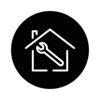 Haus-Glyphen-Symbolillustration mit Schraubenschlüssel. geeignet für Heimwerker-Symbol. Symbol im Zusammenhang mit Immobilien. einfaches Vektordesign editierbar. pixelgenau bei 32 x 32 vektor