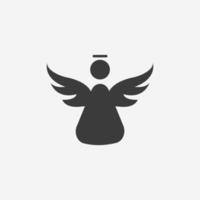 Stechpalmenfrau mit Flügeln, Engelsikonen-Vektorzeichen. weihnachten, neujahrsdekorationssymbol vektor