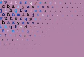 mörkrosa, blå vektor layout med latinska alfabetet.
