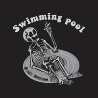 Totenkopf-Schwimmbad schwarz und weiß vektor