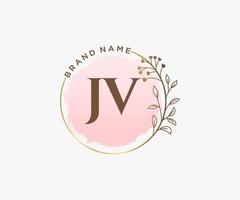 anfängliches jv feminines logo. verwendbar für Natur-, Salon-, Spa-, Kosmetik- und Schönheitslogos. flaches Vektor-Logo-Design-Vorlagenelement. vektor