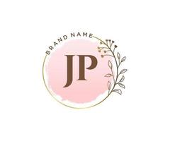 anfängliches jp feminines logo. verwendbar für Natur-, Salon-, Spa-, Kosmetik- und Schönheitslogos. flaches Vektor-Logo-Design-Vorlagenelement. vektor