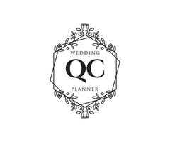 qc initialer brev bröllop monogram logotyper samling, hand dragen modern minimalistisk och blommig mallar för inbjudan kort, spara de datum, elegant identitet för restaurang, boutique, Kafé i vektor