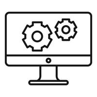 Monitorsymbol für die Reparatur von Elektrofahrzeugen, Umrissstil vektor