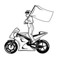 Moto-Rennen mit Flagge schwarz und weiß vektor