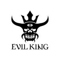 logotyp illustration av ondska skalle devill logotyp design svart och vit. vektor