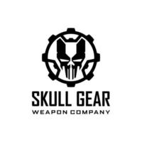 Skull Gear Weapon Company militärische taktische Logo-Designvorlage vektor