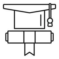 Graduierungshut-Diplom-Symbol, Umrissstil vektor