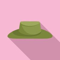 jägare grön hatt ikon, platt stil vektor