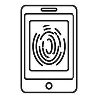 Smartphone-Fingerabdruck-Symbol, Umrissstil vektor