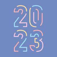 2023 ny år platt vektor design siffra affisch linje konst söt stil med regnbåge pastell Färg perfekt för social media innehåll element redigerbar