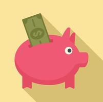 Sparschwein-Crowdfunding-Symbol, flacher Stil vektor