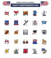 uppsättning av 25 USA dag ikoner amerikan symboler oberoende dag tecken för Washington syn cell monument telefon redigerbar USA dag vektor design element