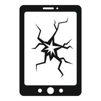 defektes Smartphone-Display-Symbol, einfacher Stil vektor