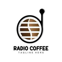 kaffe radio logotyp, podcast radio design, kaffe ikon, kaffe Kafé logotyp produkt varumärke vektor