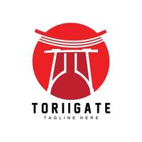 Torii-Tor-Logo, japanischer Geschichtstor-Symbolvektor, chinesische Illustration, Markenvorlage für Holzdesign-Unternehmen vektor