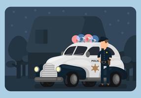 Polizeiauto und Polizist Illustration vektor