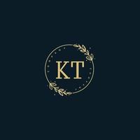 anfängliches kt-schönheitsmonogramm und elegantes logo-design, handschriftliches logo der ersten unterschrift, hochzeit, mode, blumen und botanik mit kreativer vorlage. vektor