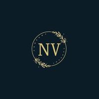 anfängliches nv-schönheitsmonogramm und elegantes logo-design, handschriftliches logo der ersten unterschrift, hochzeit, mode, blumen und botanik mit kreativer vorlage. vektor